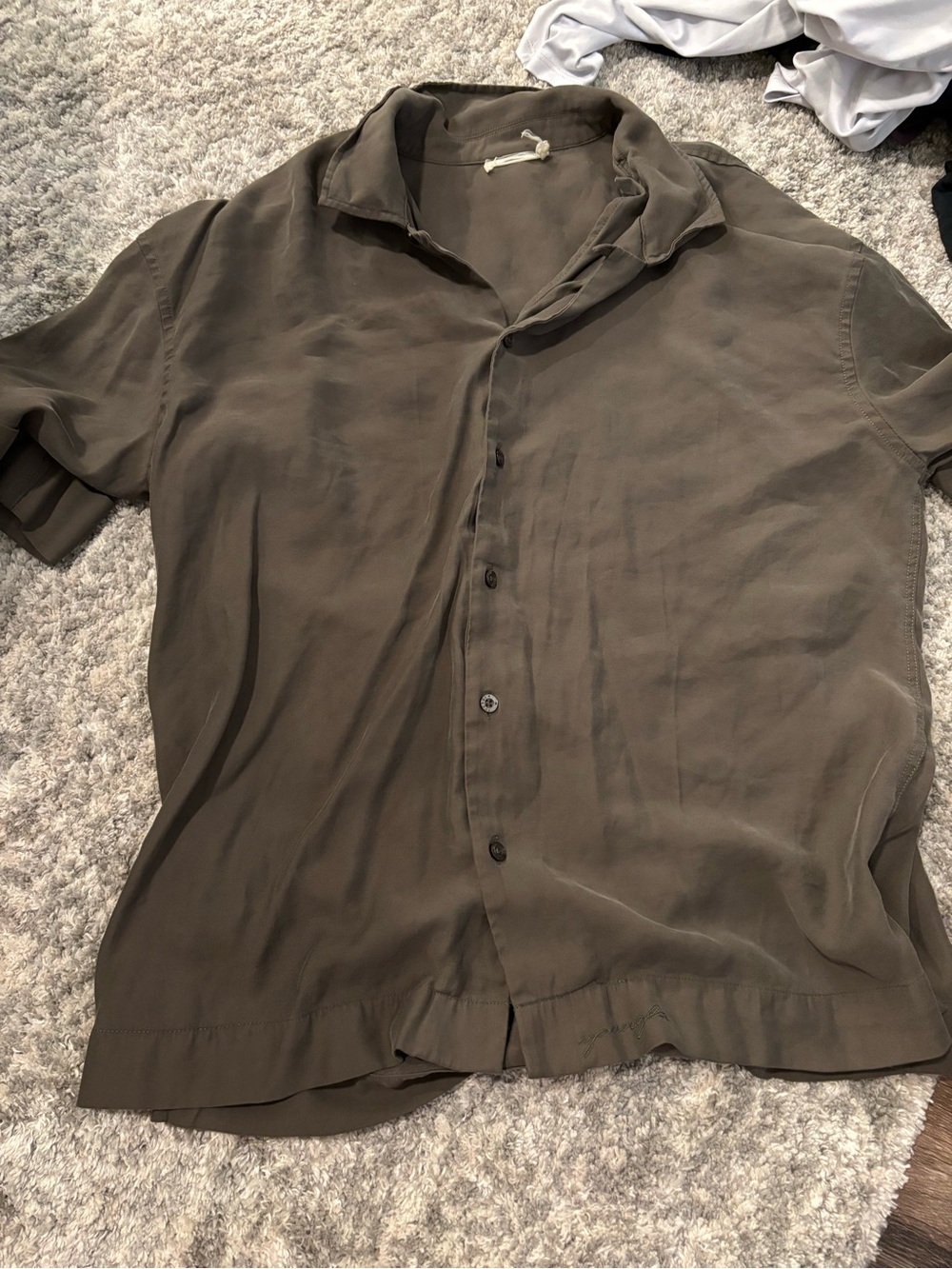 Young LA Men's Short Sleeve Casual Button-Up Shirt - Olive